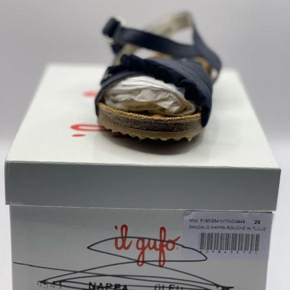 IL GUFO Leather Strap Open Toe Sandals in Navy Blue - Picture 9 of 9